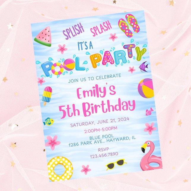 Pool party invitation-pool party birthday invite (Creator Uploaded)