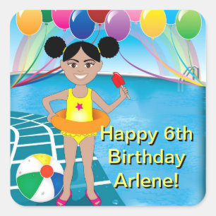 Pool Party Invitation Square Sticker