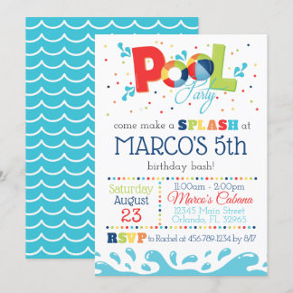 Pool Party Invitation Summer Birthday