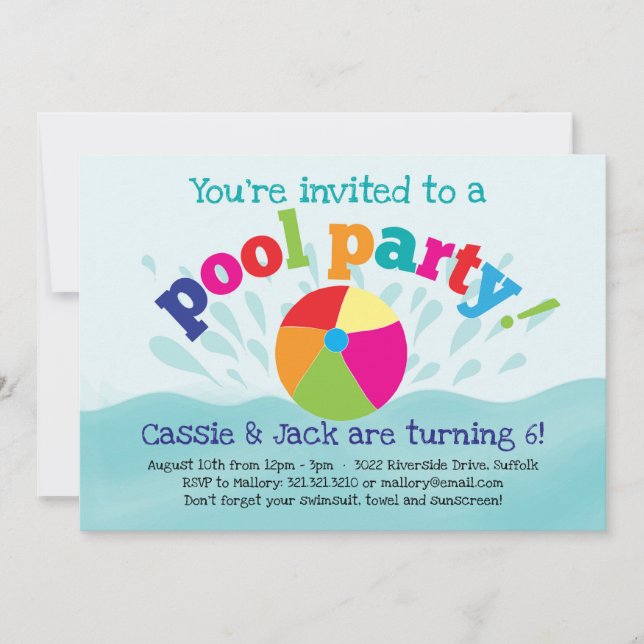 Pool Party Invitation - Summer Splash (Front)