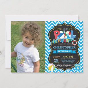 Pool Party Invitation Summer Splish Splash Boy