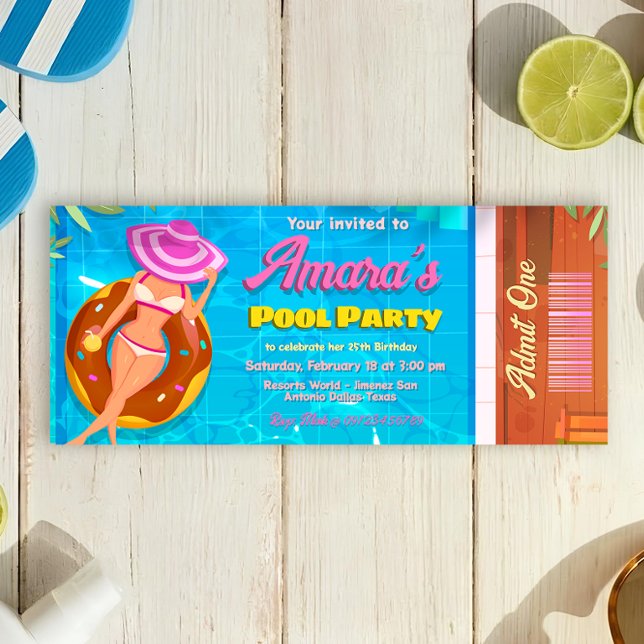 Pool Party Invitation Ticket Invitation (Pool Party Ticket Invitation)