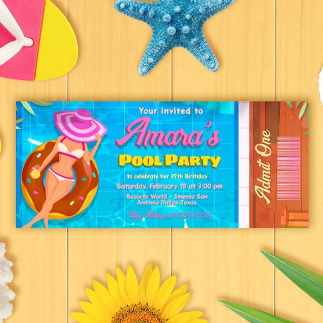 Pool Party Invitation Ticket Invitation (Pool Party Ticket Invitation)