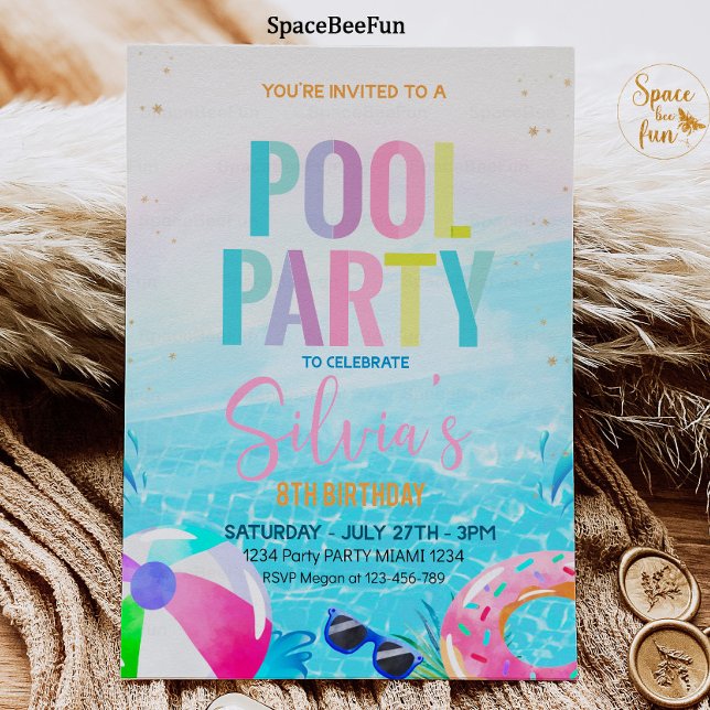 Pool Party Invitation Tropical party Pool Party  (Pool Party Invitation Tropical party Pool Party Invitation Swim Pool Birthday Party Pineapple Summer)