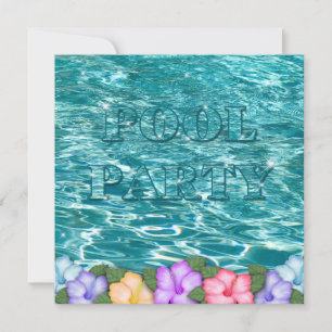 Pool Party Invitation - Water and Leis Flowers