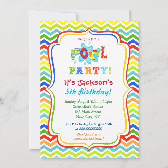 Pool Party Invitations (Front)