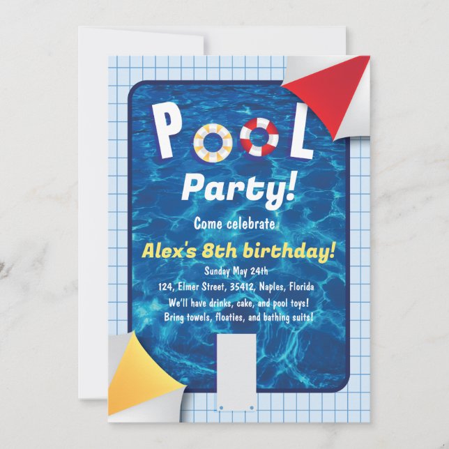 Pool Party invite with floats (Front)