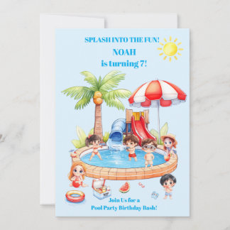 Pool Party Kids Birthday Invitation | Editable