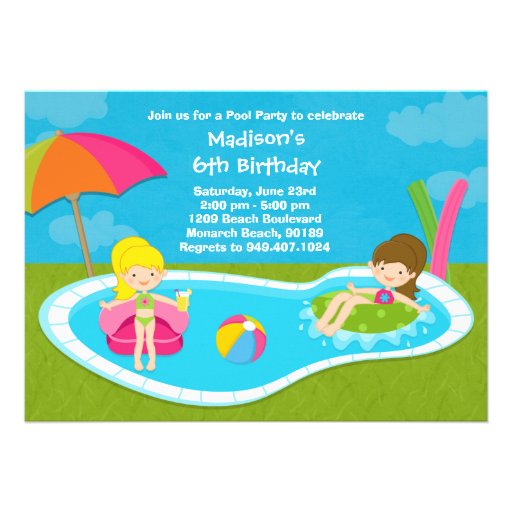 Pool Party Kids Birthday Party Invitation 13 Cm X 18 Cm Invitation Card ...