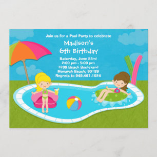 Pool Party Kids Birthday Party Invitation