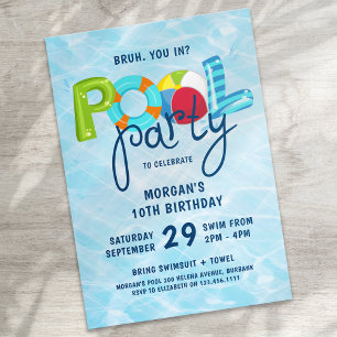 Pool Party KId's Birthday Party Invitation