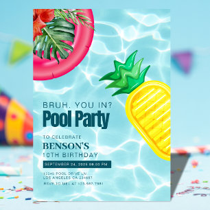 Pool Party Kid's Birthday Party Invitation