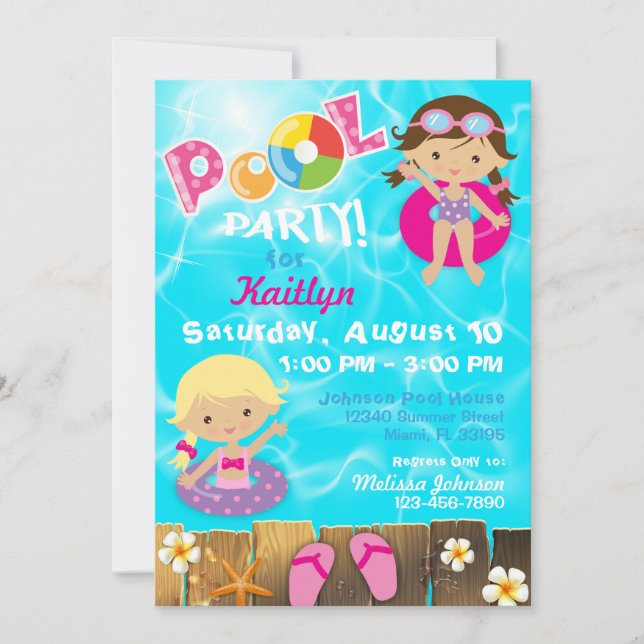 Pool Party Kids Swimming Birthday Invitation (Front)