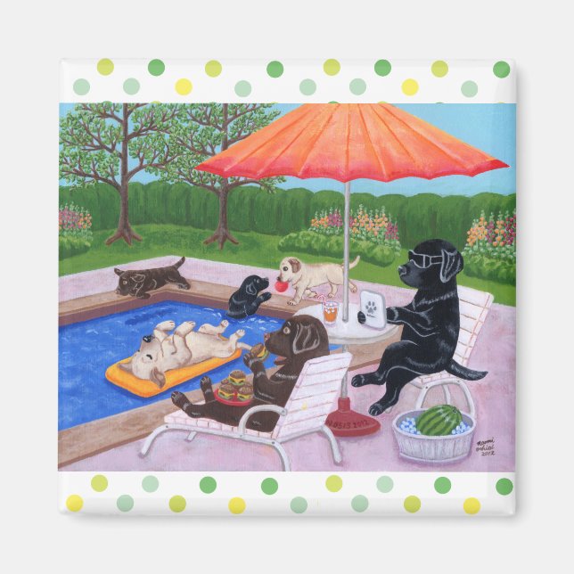 Pool Party Labradors 2 Magnet (Front)
