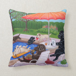 Pool Party Labradors 2 Painting Cushion