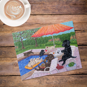 Pool Party Labradors 2 Painting Jigsaw Puzzle
