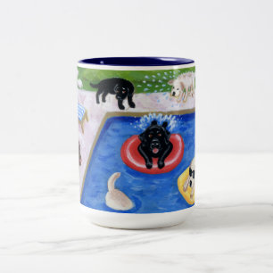 Pool Party Labradors Two-Tone Coffee Mug