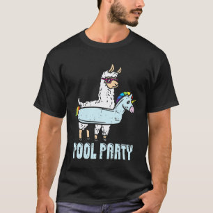 Pool Party Llama Animal Birthday Party Swimmer T-Shirt