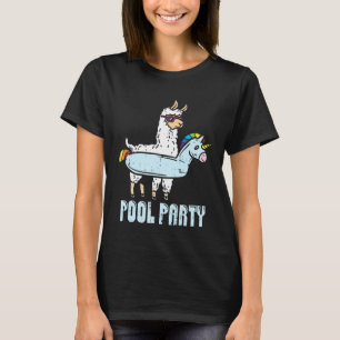 Pool Party Llama Animal Birthday Party Swimmer T-Shirt