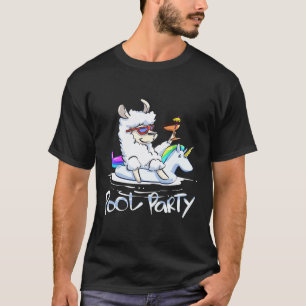Pool Party Llama Unicorn Float Llama T-Shirt