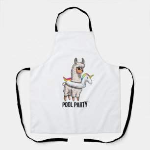 Pool Party Llama Unicorn Float Shirt Funny Llama G Apron