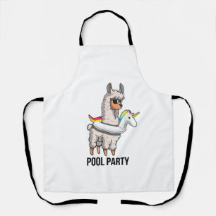 Pool Party Llama Unicorn Float Shirt Funny Llama G Apron