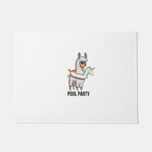 Pool Party Llama Unicorn Float Shirt Funny Llama G Doormat