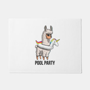 Pool Party Llama Unicorn Float Shirt Funny Llama G Doormat