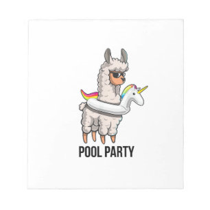 Pool Party Llama Unicorn Float Shirt Funny Llama G Notepad