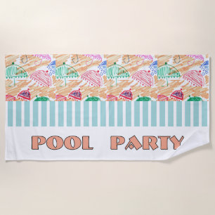 POOL PARTY Logo  Beach Towel