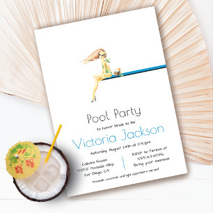 Pool Party Minimalist Invitation