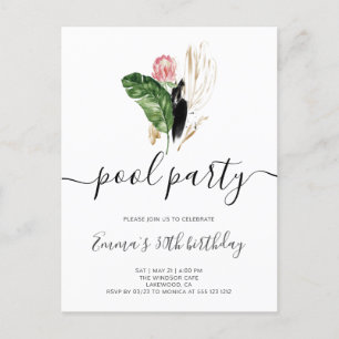 Pool Party Modern Birthday Invitation Postcard