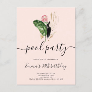 Pool Party Modern Birthday Invitation Postcard