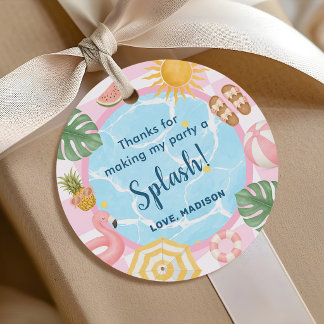Pool Party Modern Summer Themed Girl Birthday Favour Tags