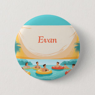 Pool Party Nametag Pool Floats 6 Cm Round Badge