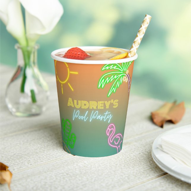 Pool Party Neon Paper Cups (Creator Uploaded)
