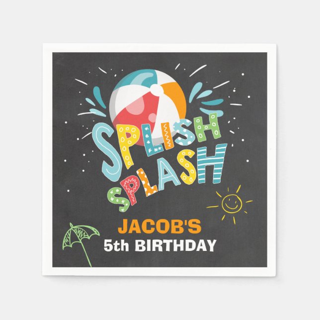 Pool party Paper Napkins Birthday Splish Splash (Front)