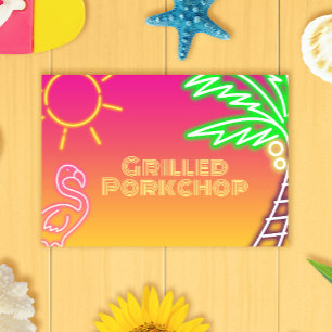 Pool Party Pink Yellow Food Label Table Number
