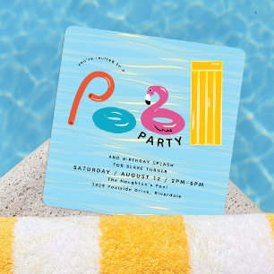 Pool Party   Pool Floats Birthday Splash Invitation