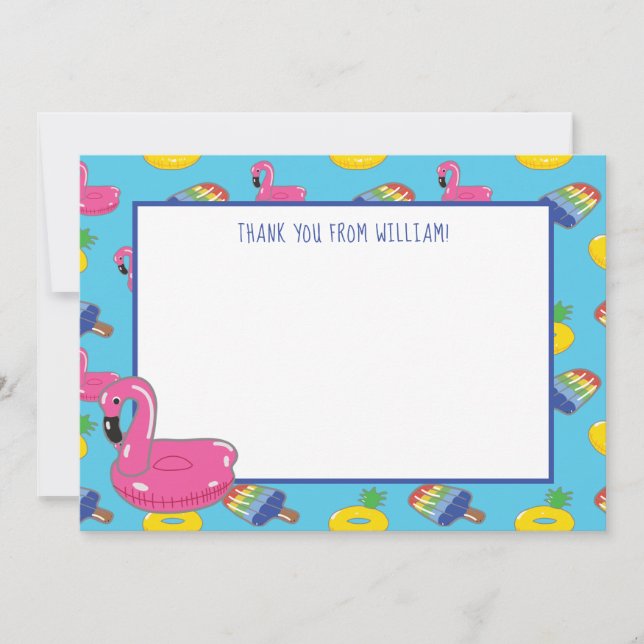 Pool Party Pool Floats Pattern Flat Panel Invitation (Front)