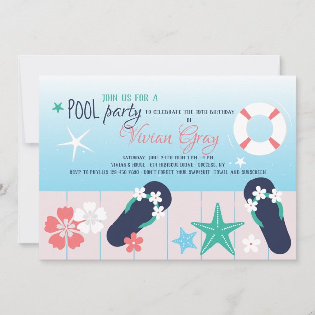 Pool Party Ready Invitation (Front)
