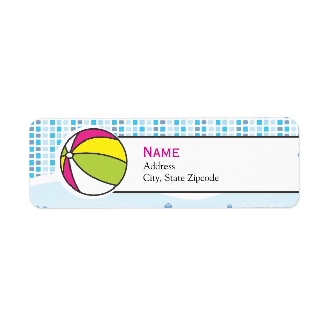 Pool Party Return Address Label - Girl (Front)