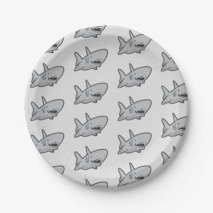 Pool Party Shark Birthday Paper Plates