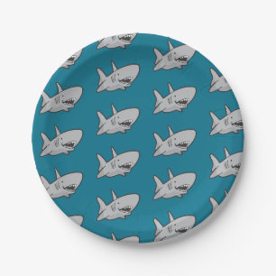 Pool Party Shark Birthday Paper Plates