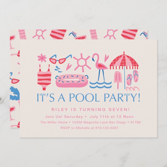 Pool Party | Splash Party | Swim Party Invitation (Front/Back)