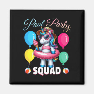 Pool party squad funny unicorn summer vacation magnet