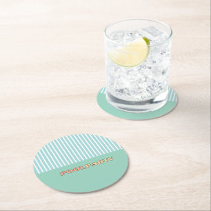 POOL PARTY Stripe Round Paper Coaster