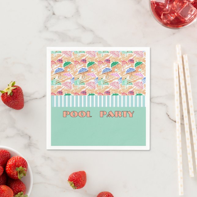 Pool Party Stripe Umbrella Napkin (Insitu)