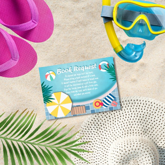 Pool Party Summer Baby Shower Book Request Enclosure Card (Creator Uploaded)