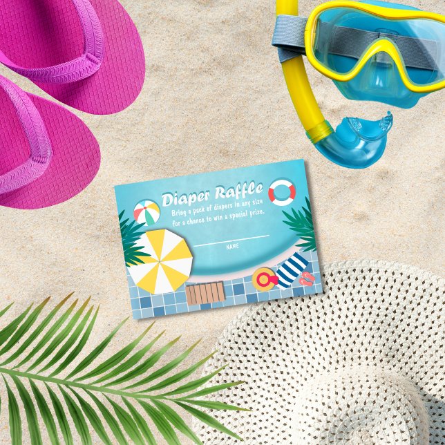 Pool Party Summer Baby Shower Diaper Raffle Enclosure Card (Creator Uploaded)